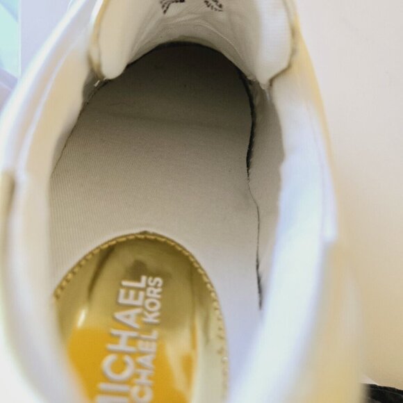 Michael Kors Women’s Lace Up Sneaker Irving Optic White Gold Leather Size 9M/39M - Picture 11 of 16